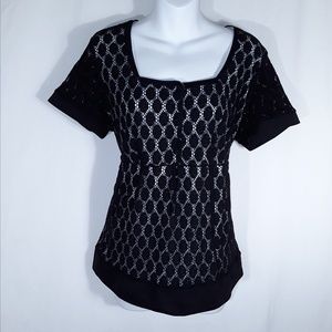 Requirements Tops - Requirements Black Lace White Lining Blouse Top Requirements Tops - Requirements Black Lace White Lining Blouse Top